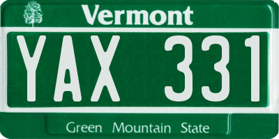 VT license plate YAX331