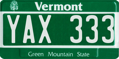 VT license plate YAX333