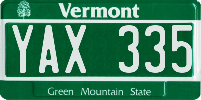 VT license plate YAX335