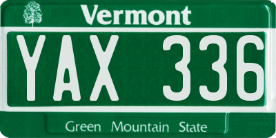 VT license plate YAX336