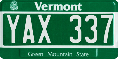 VT license plate YAX337