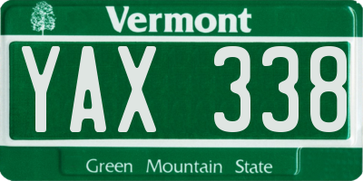 VT license plate YAX338