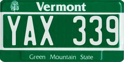 VT license plate YAX339
