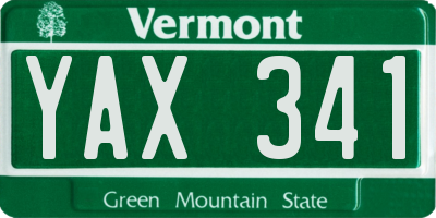 VT license plate YAX341