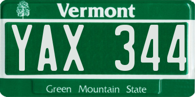 VT license plate YAX344