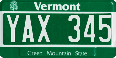 VT license plate YAX345