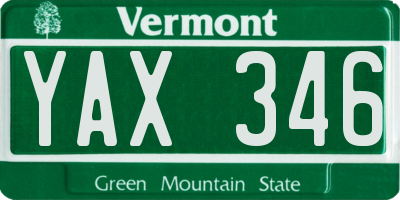 VT license plate YAX346