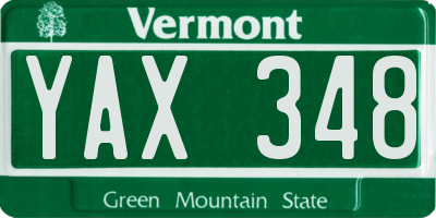 VT license plate YAX348