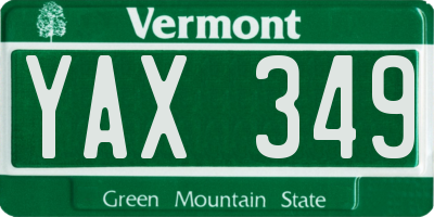VT license plate YAX349