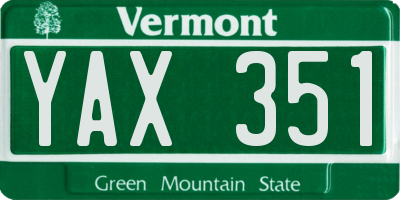 VT license plate YAX351