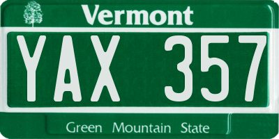 VT license plate YAX357