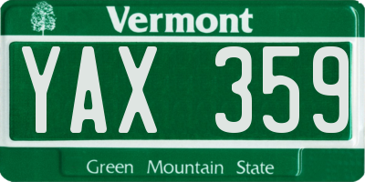 VT license plate YAX359