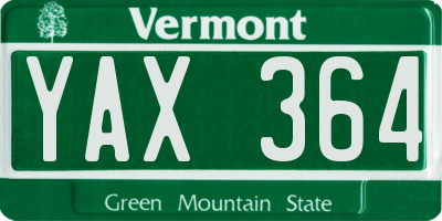 VT license plate YAX364