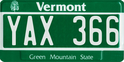 VT license plate YAX366