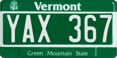 VT license plate YAX367