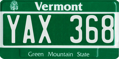 VT license plate YAX368
