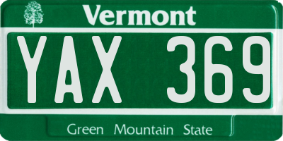 VT license plate YAX369