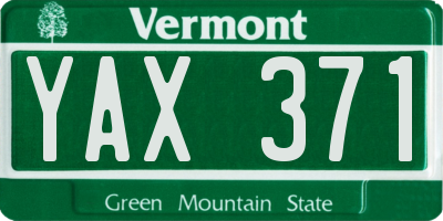 VT license plate YAX371