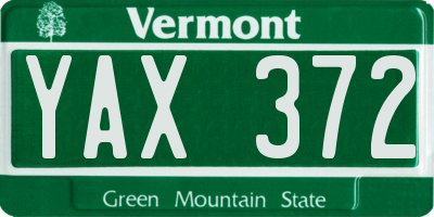 VT license plate YAX372