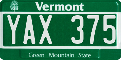 VT license plate YAX375