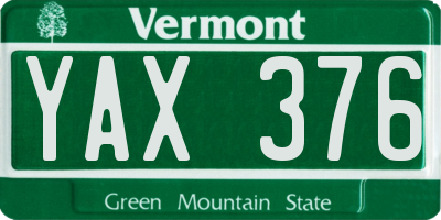 VT license plate YAX376