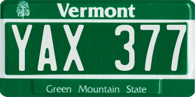 VT license plate YAX377