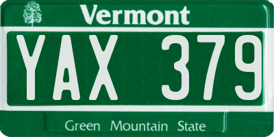 VT license plate YAX379