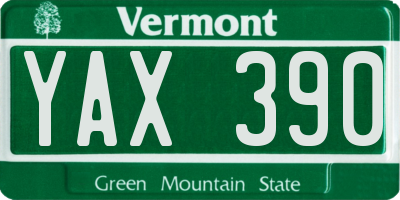 VT license plate YAX390