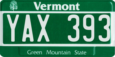 VT license plate YAX393