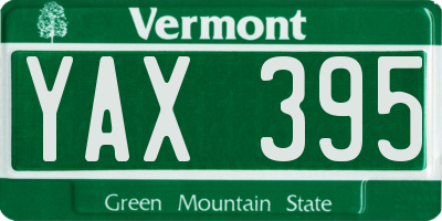 VT license plate YAX395