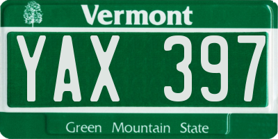 VT license plate YAX397