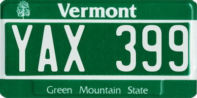 VT license plate YAX399