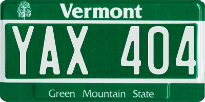 VT license plate YAX404