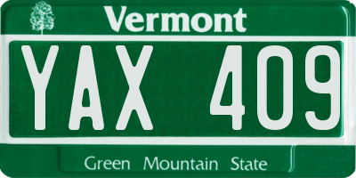 VT license plate YAX409