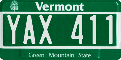 VT license plate YAX411