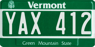 VT license plate YAX412