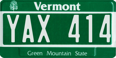 VT license plate YAX414