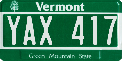 VT license plate YAX417