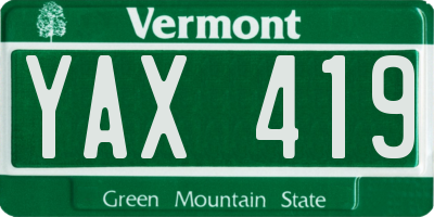 VT license plate YAX419