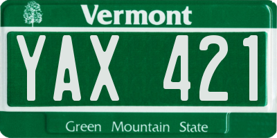 VT license plate YAX421
