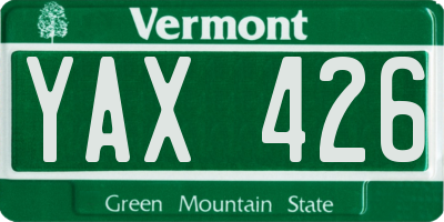 VT license plate YAX426