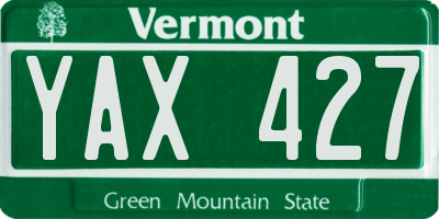 VT license plate YAX427