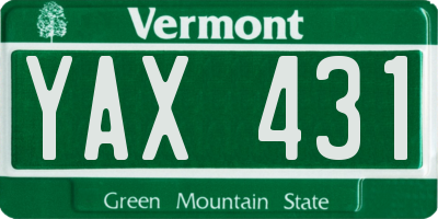 VT license plate YAX431