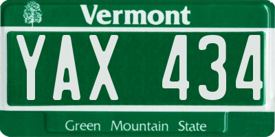 VT license plate YAX434