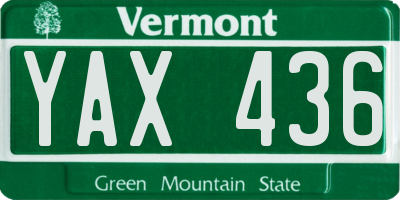 VT license plate YAX436