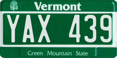 VT license plate YAX439
