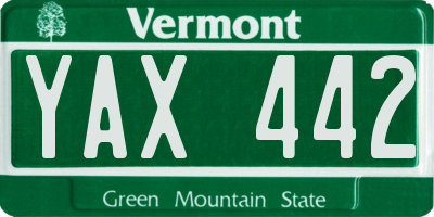VT license plate YAX442