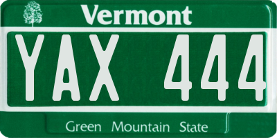 VT license plate YAX444