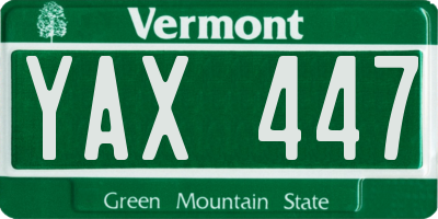 VT license plate YAX447
