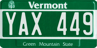 VT license plate YAX449